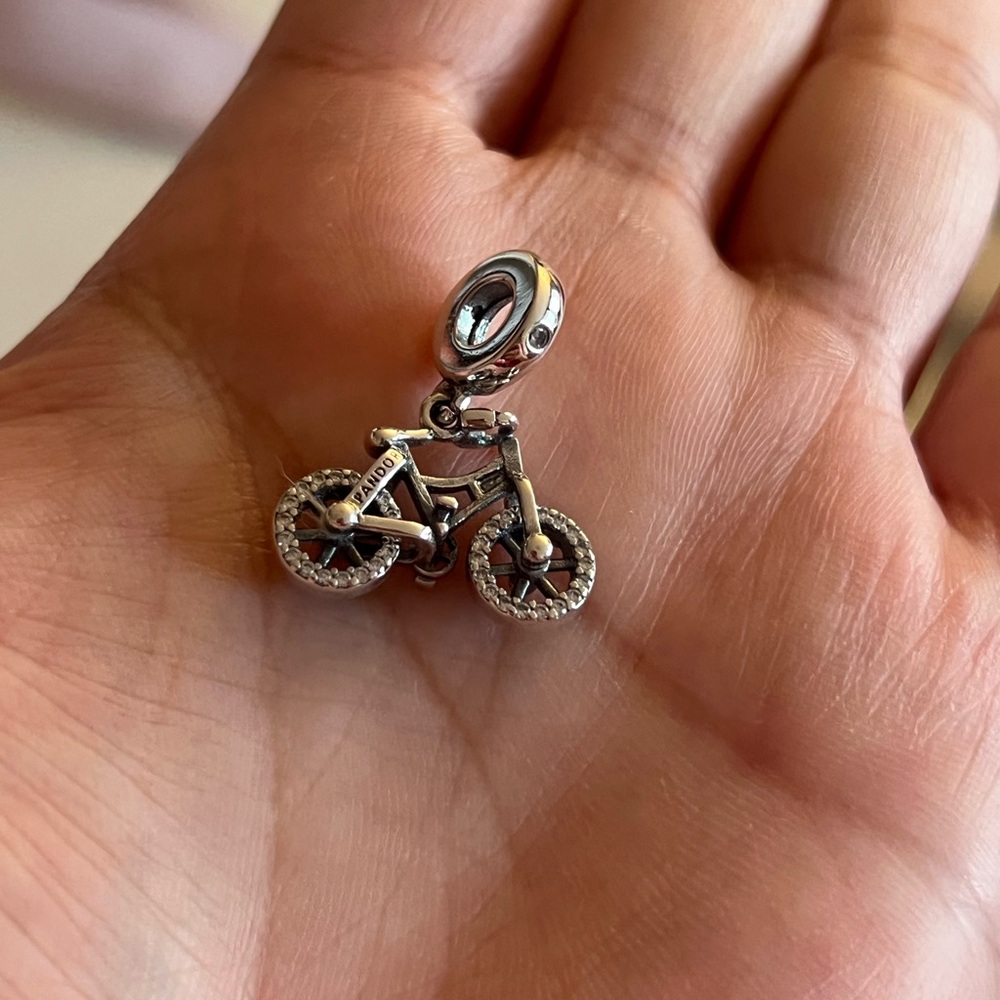 Pandora Silver Bicycle Cubic Zirconia Dangle Charm